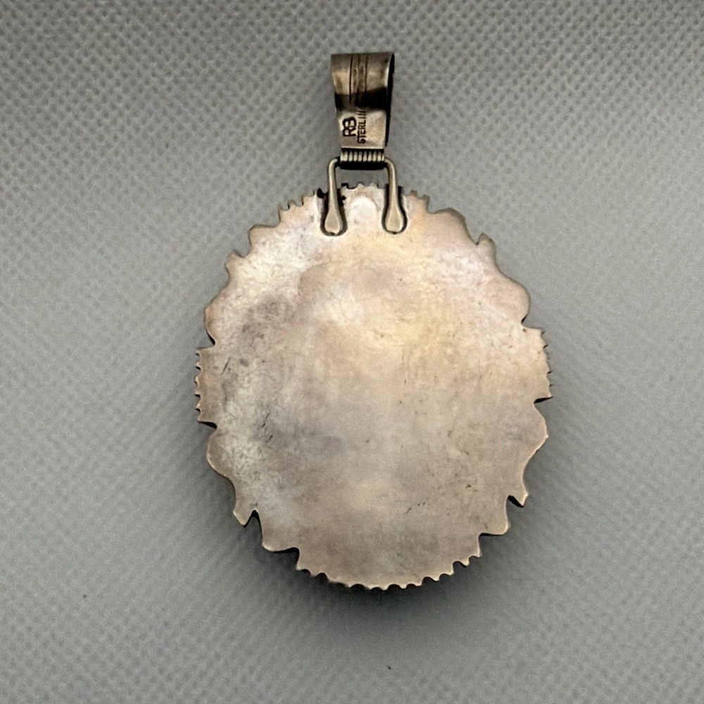Richard Begay Navajo Silver Pendant Turquoise Cabochon 40+g - Picture 2 of 6